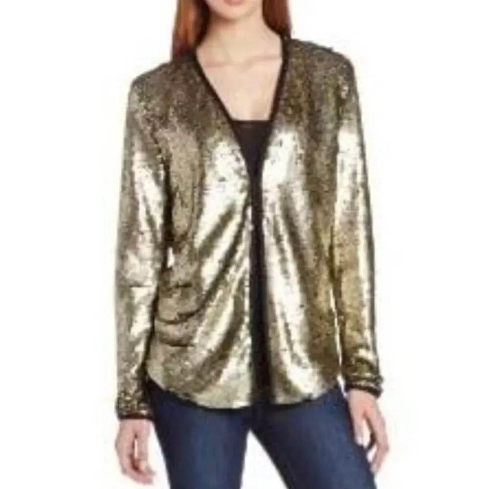 NEW LAMade Women's Size Medium Full Gold Sequin Jacket